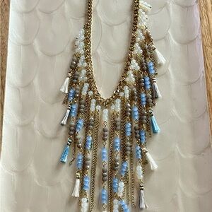 Park Lane Gold Necklace with Blue and White Beads